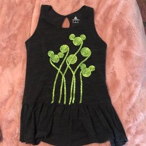 Disney Parks Gray Lime Peplum Ruffle Tank Top S